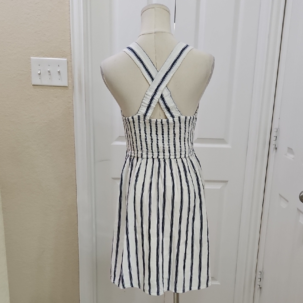 SO Juniors Sleeveless Crossback Striped Button Down Summer Dress Size Small - Picture 5 of 8